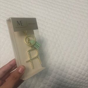 Gold and mint Green Keychain with Tassel